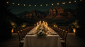 A candlelit dinner table at the Lucky Girl Retreat